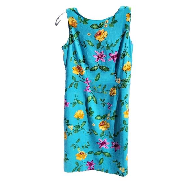 Coldwater Creek Aqua Beaded Linen Sleeveless Dress Sz 8 - Picture 1 of 7